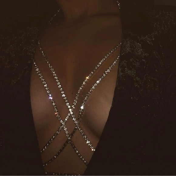 💎 RHINESTONE SPARKLY Sexy Bra Body Chain NEW - Picture 3 of 4